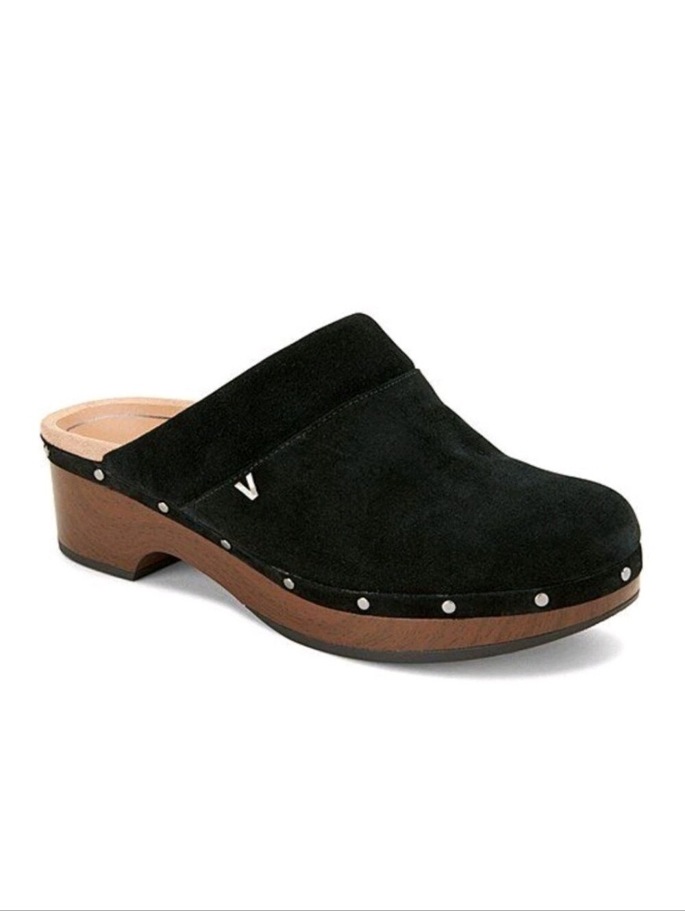 Vionic Kacie Black Suede Slip-On Clog Mule - Womens Size 7